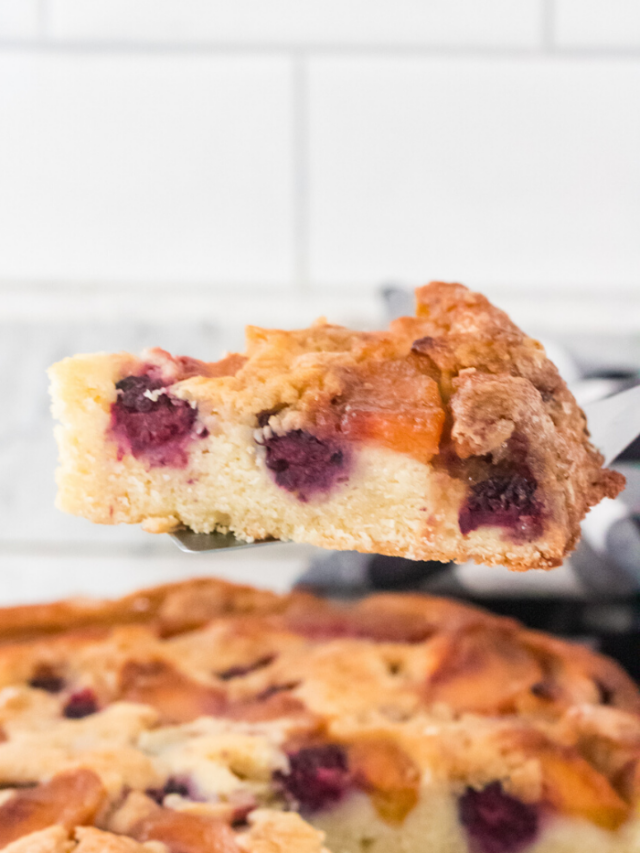 tart blackberries pair fabulously with sweet peaches in this cake that is perfect for a brunch or dessert