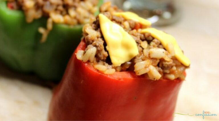 30 Minute Beef and Rice Stuffed Peppers