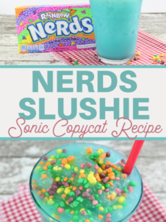 blue raspberry and crushed ice topped with rainbow nerds