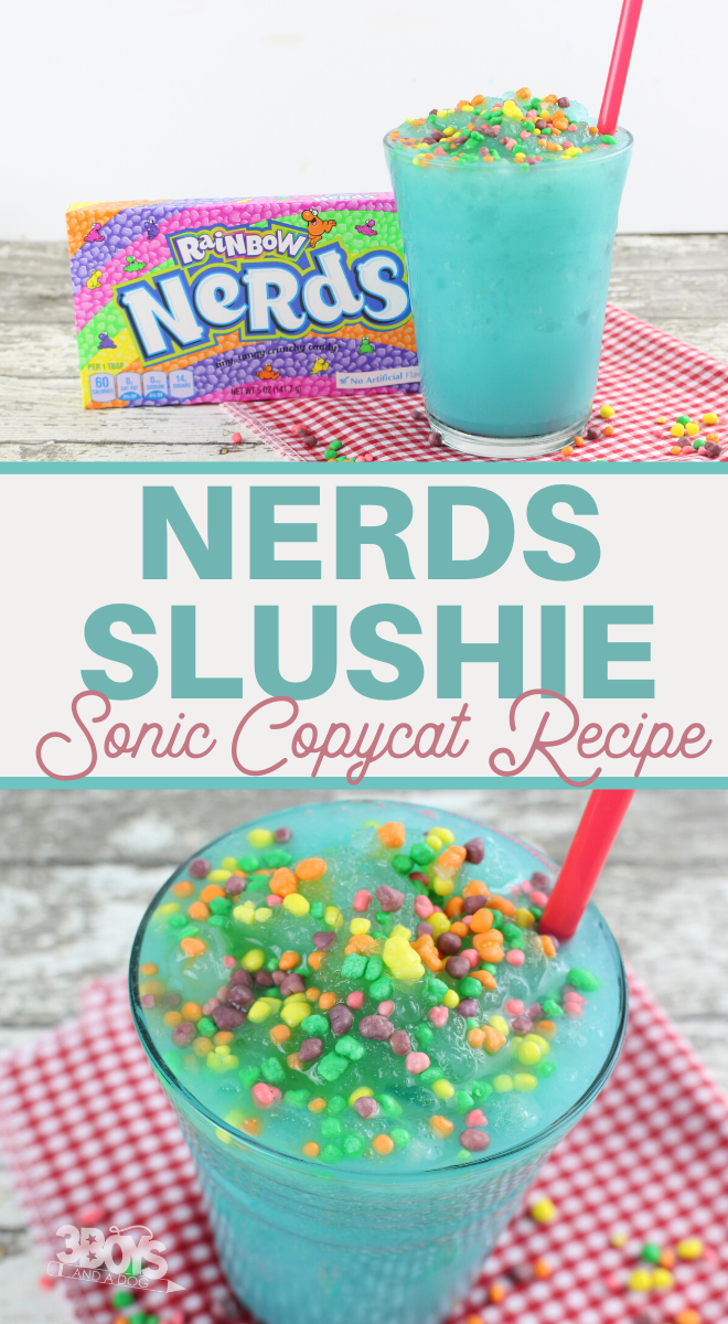 blue raspberry and crushed ice topped with rainbow nerds