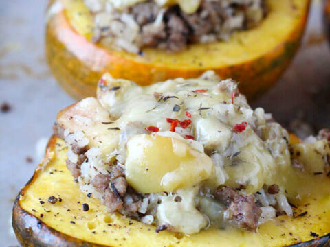 Image for Stuffed Acorn Squash with Beef, Apple & Rice