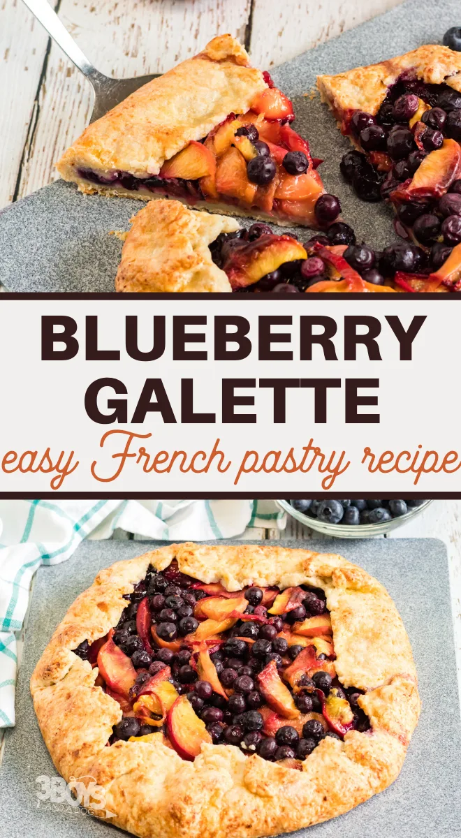 plump blueberries pair fabulously with sweet peaches in this crispy galette that is perfect for a brunch or dessert
