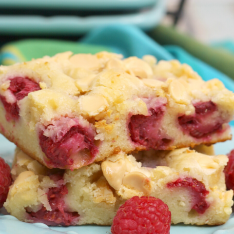 sweet raspberries and white chocolate make this delicious blondies recipe