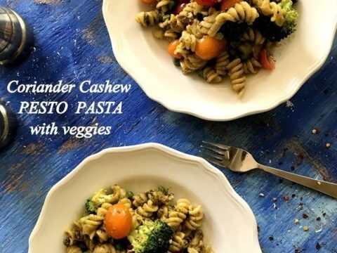 Image for Coriander Cashew Pesto Pasta with Veggies