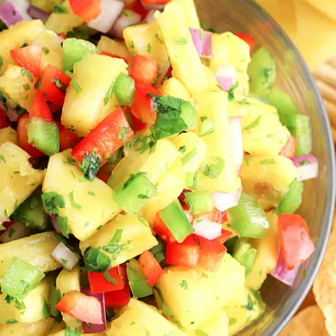 healthy side dish or appetizer of pineapple salsa