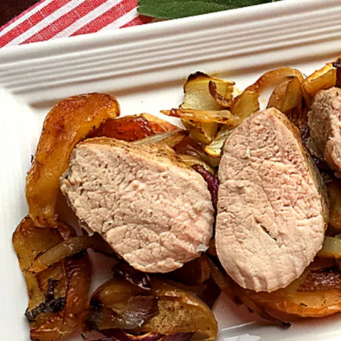 Insanely Easy apple roasted pork tenderloin recipe