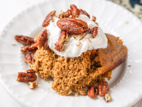 Image for Slow Cooker Low Carb Pumpkin Cake with Candied Pecans