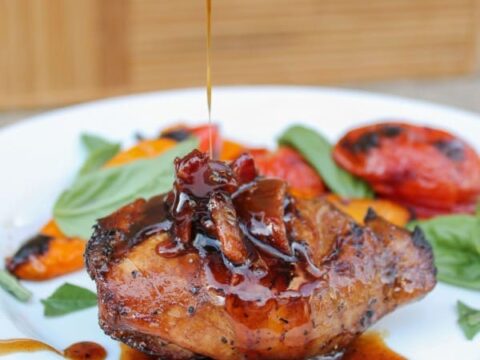 Image for Grilled Chicken with Spicy Honey Bacon Glaze
