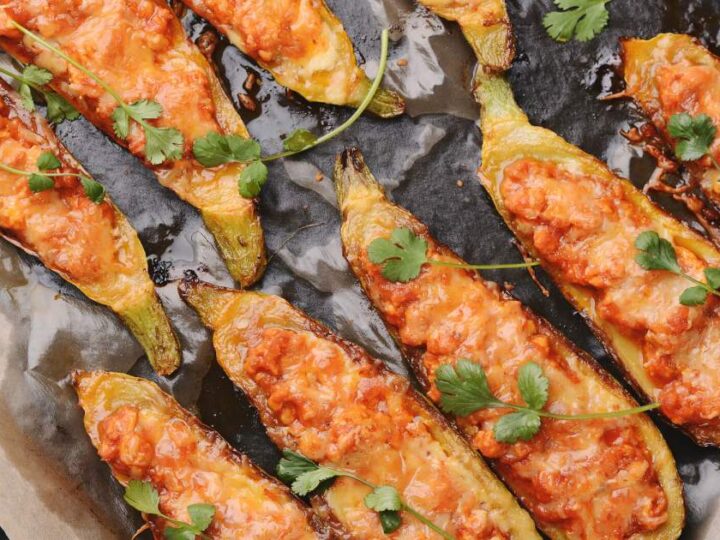 Image for Chicken Parmesan Zucchini Boats