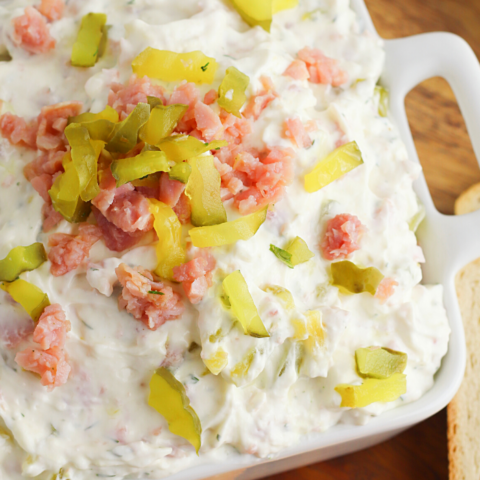 your kids will love eating and helping to make this ham and pickles dip recipe