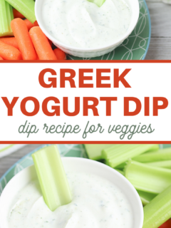 veggie dip recipe of plain greek yogurt and seasonings