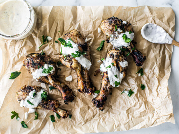 Image for Za’atar Grilled Chicken Drumsticks + Lemon Yogurt Sauce