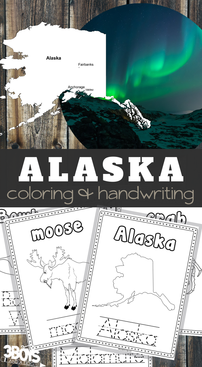 Alaska Coloring and Handwriting Sheets