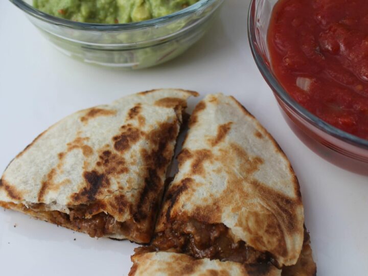 Image for Quick and Easy Cheesy Beefy Quesadillas Recipe
