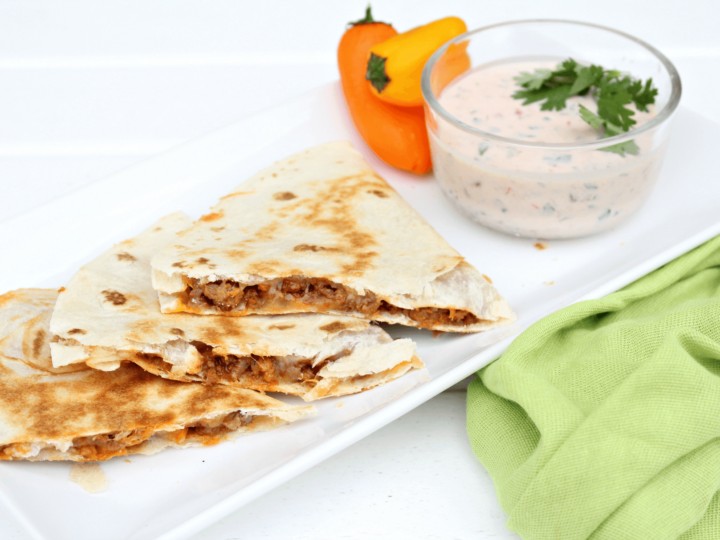 Image for Easy Cheesy Quesadillas with Creamy Mexican Dip