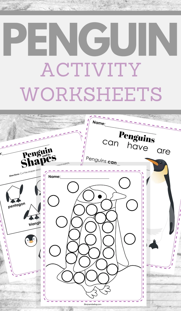penguin winter time activity worksheets