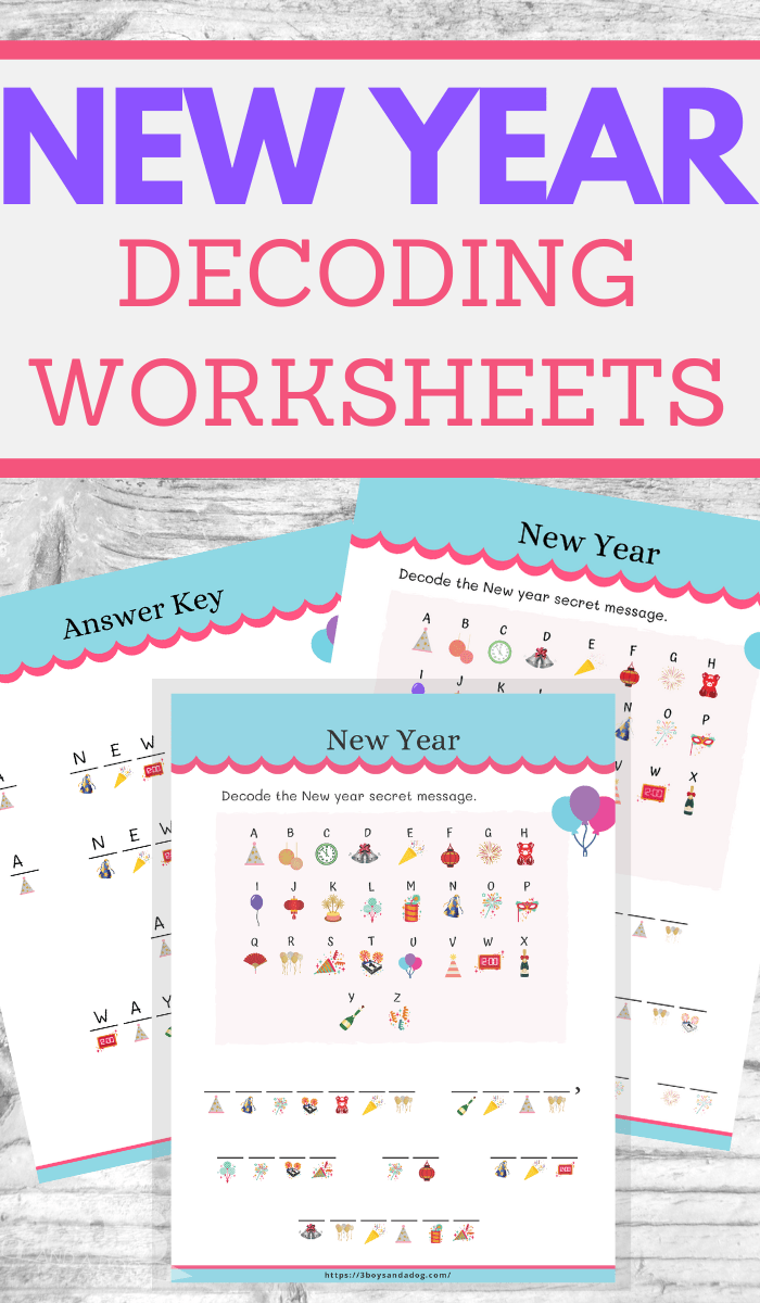 decoding worksheets for new years fun