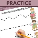 cutting exercises for preschoolers in a cute valentine theme