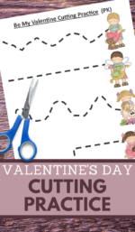 Valentine Preschool Cutting Practice Printable Worksheets