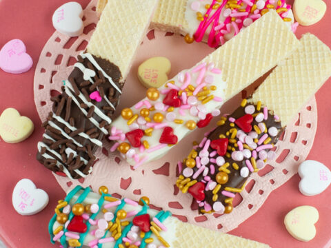 Image for Valentines Day Chocolate Dipped Wafer Cookies