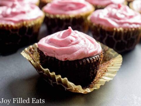 Image for Chocolate Champagne Cupcakes Raspberry Icing Low Carb Keto
