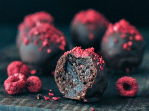 Image for Raspberry Dusted Brownie Truffles | vegan gluten free
