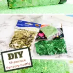 how to make your sensory bottle with shamrocks for Saint Patricks Day