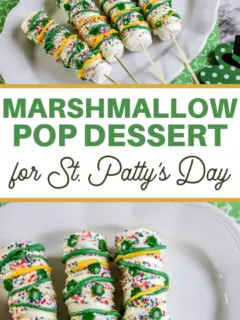 dipped green and gold marshmallow sticks