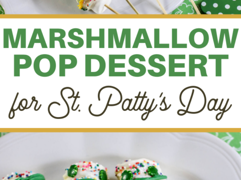 dipped green and gold marshmallow sticks