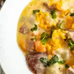potato soup with ham pieces