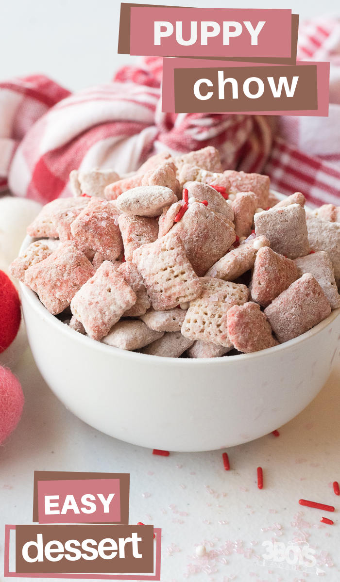 pink and red puppy chow for valentines day