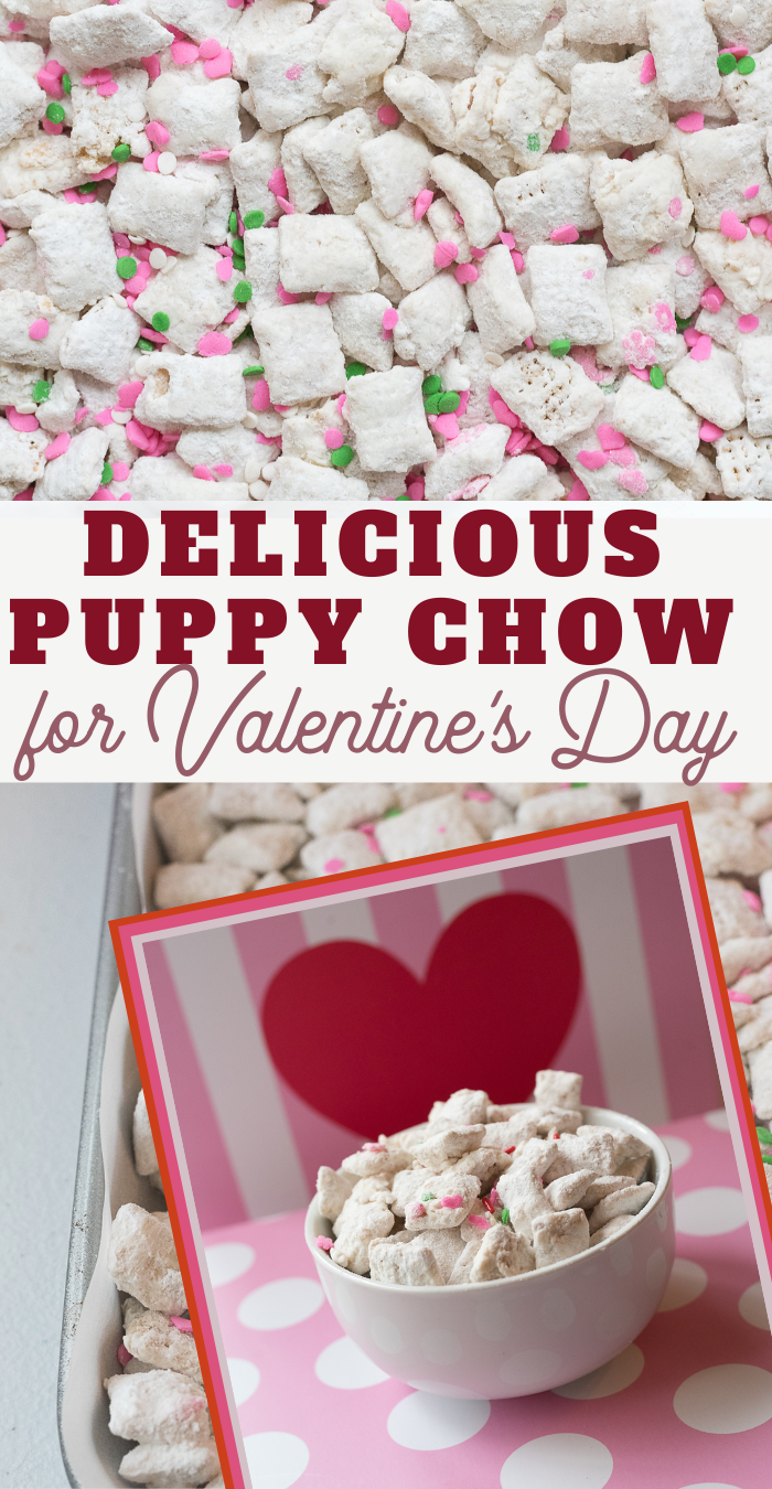 valentine puppy chow sweet snack mix recipe