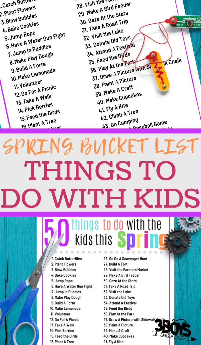 printable bucket list of things do with the kids this spring