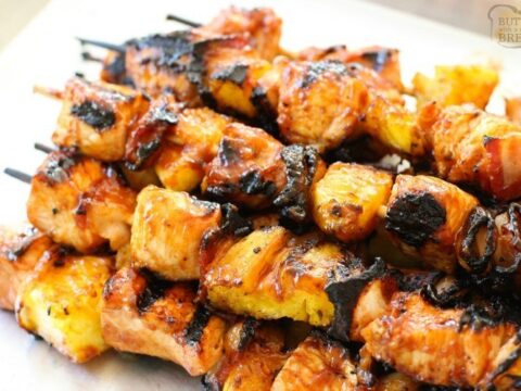 Image for BBQ CHICKEN PINEAPPLE KABOBS with BACON