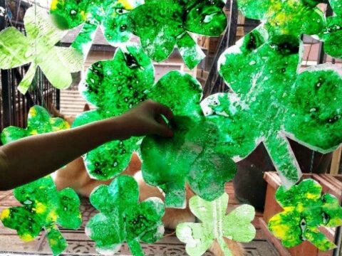 Image for Melted Shamrock Leaves  crayons and waxed-paper craft