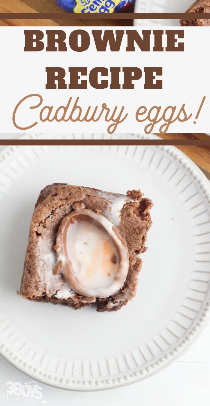 chocolate brownies with a Cadbury Egg surprise