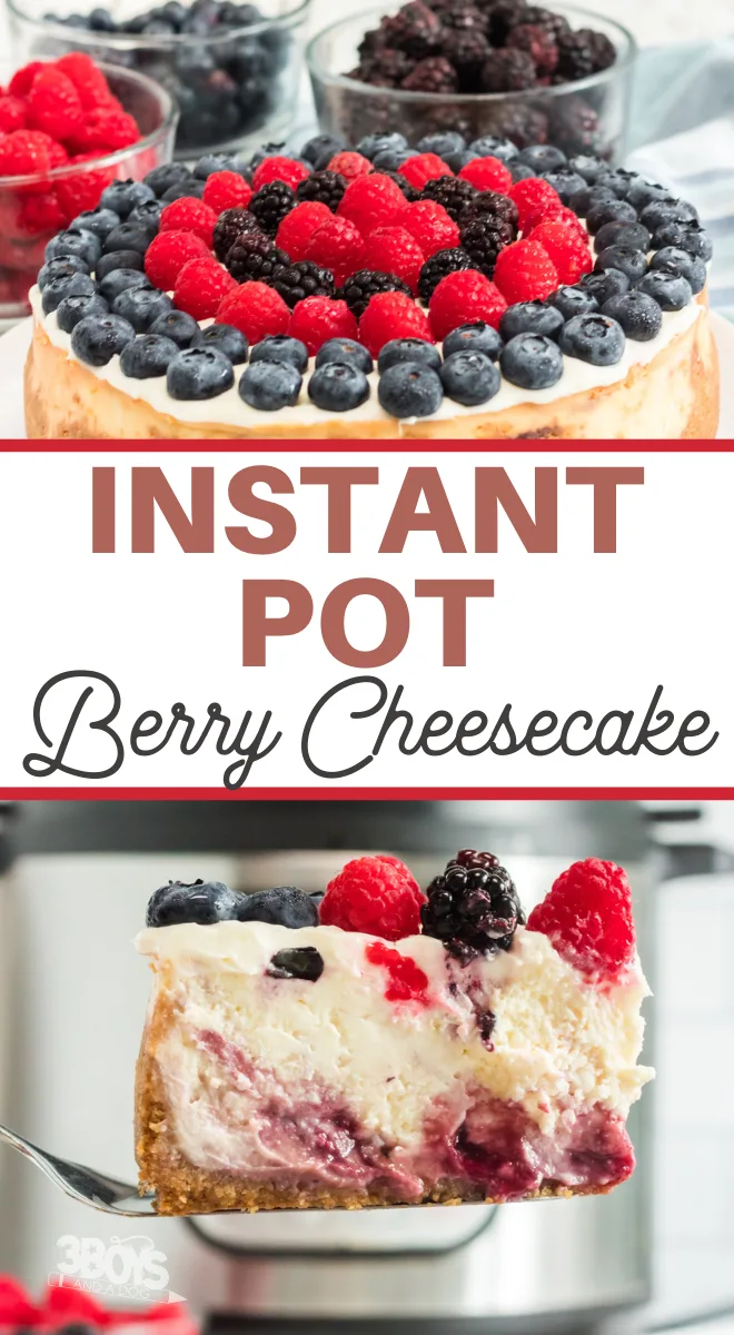 berry pie with cheesecake filling cooked to perfection in your instant pot