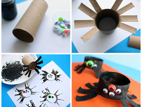 Image for Two Toilet Paper Roll Spider Crafts for Kids