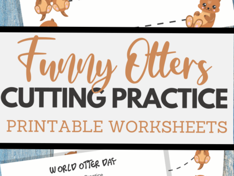 World Otter Day themed cutting practice for preschool