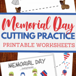 Memorial Day themed cutting practice for preschool