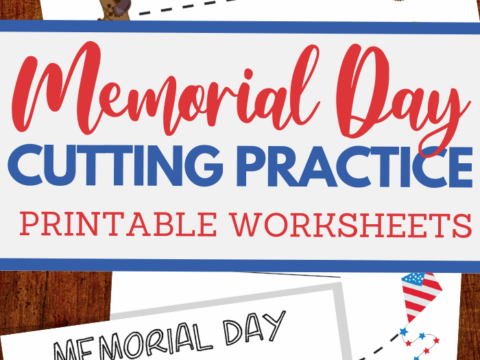 Memorial Day themed cutting practice for preschool