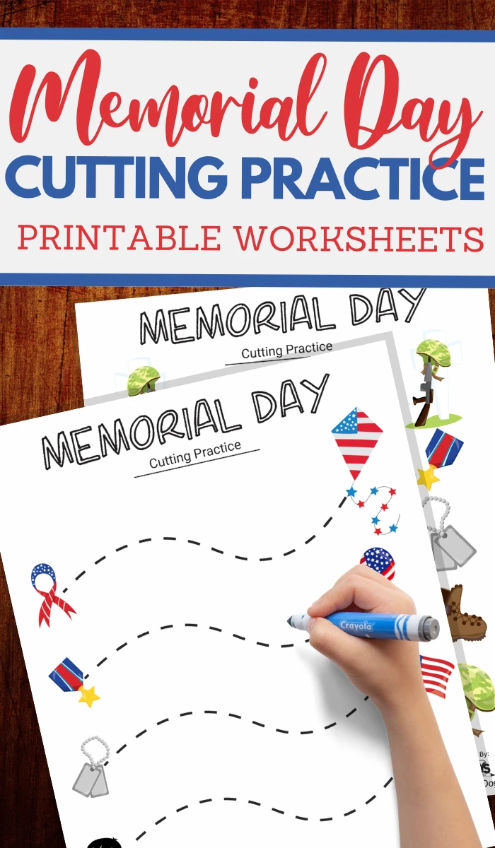 simple cutting worksheets for Memorial Day