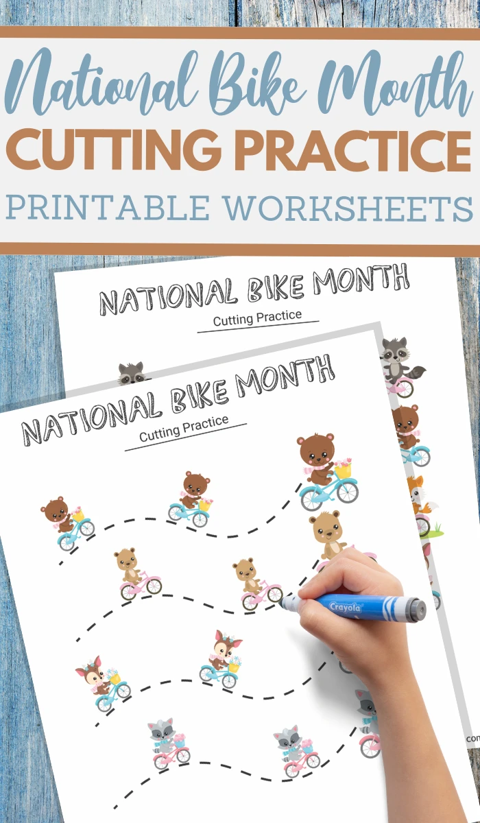 animals on bikes cutting practice worksheets for preschoolers