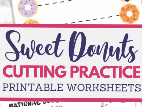 Doughnuts themed scissor skills sheets for fine motor practice