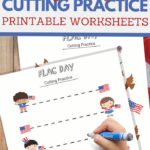 Flag Day cutting practice worksheets for preschoolers