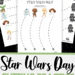Star Wars Day themed cutting practice for preschool