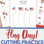 simple cutting worksheets for Flag Day