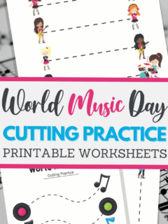 simple cutting worksheets for World Music Day