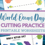 simple cutting worksheets for World Ocean Day