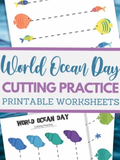 simple cutting worksheets for World Ocean Day
